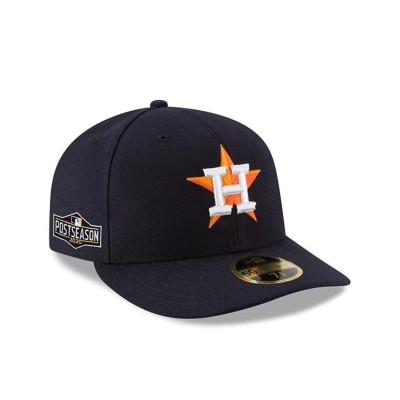 Blue Houston Astros Hat - New Era MLB Postseason Side Patch Low Profile 59FIFTY Fitted Caps USA5678403